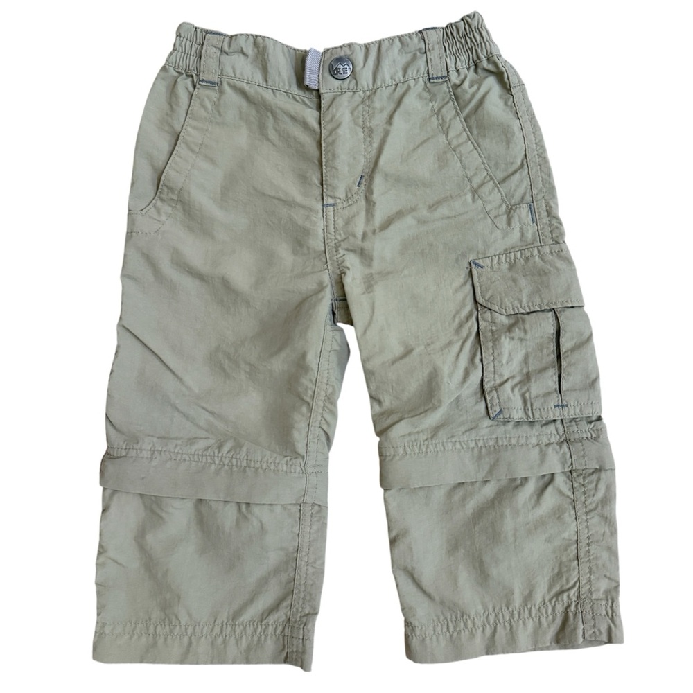 REI Toddler Khaki Zip Off Hiking Pants Shorts UPF 30+ Size 12 Months